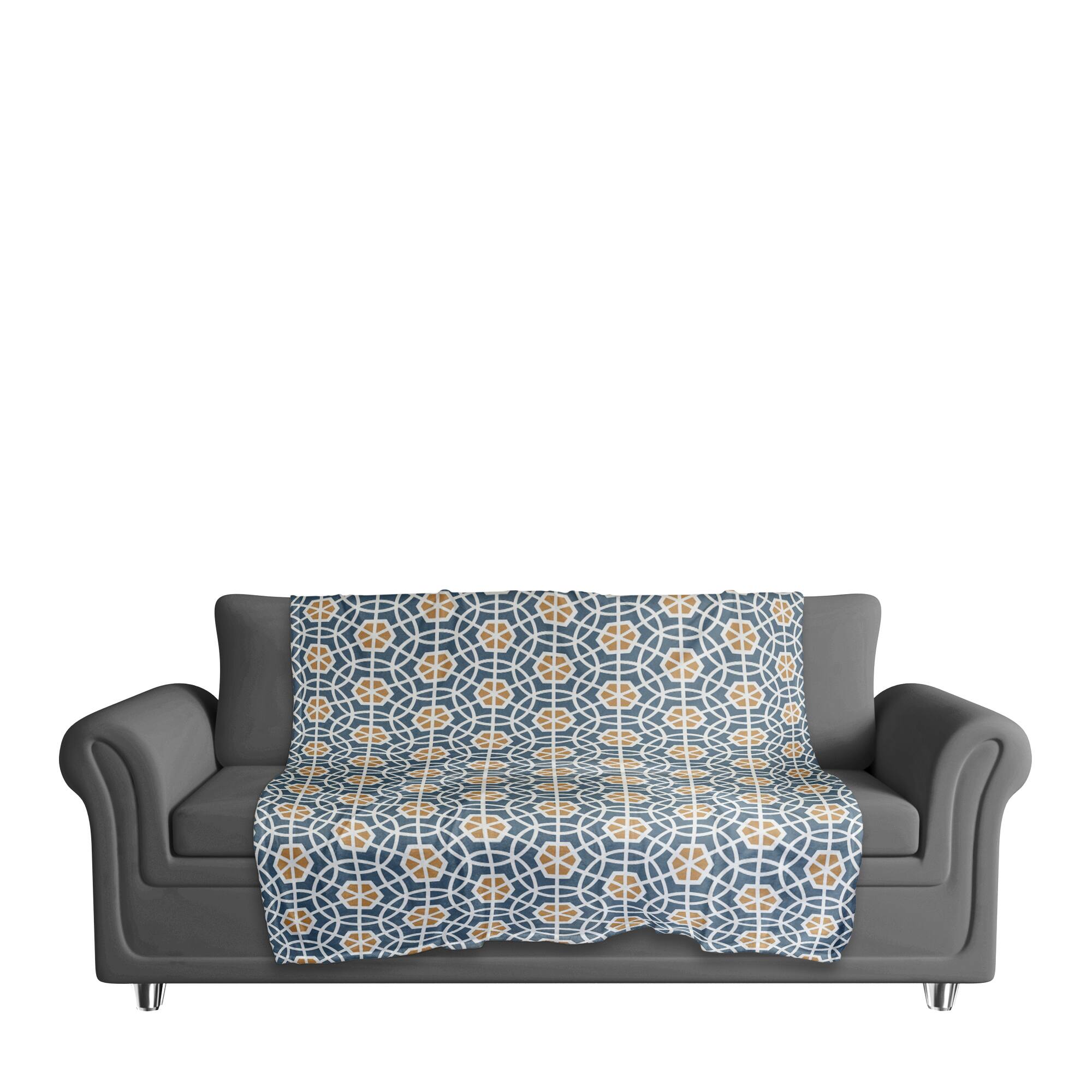 Blue & Yellow Geometric Fleece Blanket